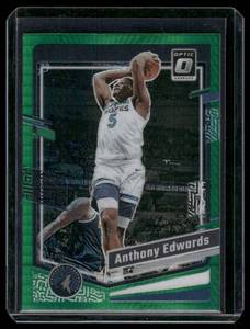 lot 64 image: Anthony Edwards    2023 Donruss Optic Green Prizm #59 Minnesota Timberwolves Basketball Card