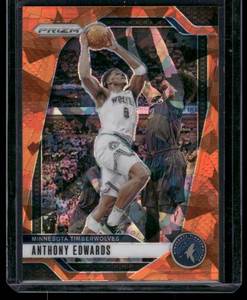 lot 66 image: Anthony Edwards    2024 Panini Prizm Orange #100 Minnesota Timberwolves Basketball Card