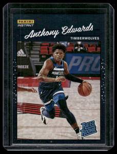 lot 69 image: Anthony Edwards RC   2021 Instant Rated Rookie #RR1 Minnesota Timberwolves Basketball Card