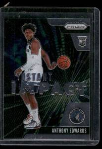 lot 76 image: Anthony Edwards RC   2021 Prizm Instant Skybox Impact #1 Minnesota Timberwolves Basketball Card