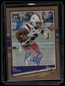 lot 85 image: K.J. Osborn RC   2020 Donruss Optic Rookies Autographs #102 Minnesota Vikings Football Card