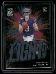 lot 86 image: J.J. McCarthy RC   2024 Donruss Optic Light It Up #2 Minnesota Vikings Football Card