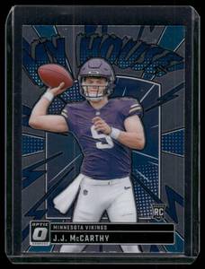 lot 88 image: J.J. McCarthy RC   2024 Donruss Optic My House Insert #6 Minnesota Vikings Football Card