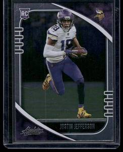 lot 91 image: Justin Jefferson RC   2020 Panini Absolute #168 Minnesota Vikings Football Card