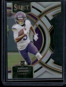 lot 95 image: Jordan Addison RC   2023 Panini Select Die Cut Prizm #194 Minnesota Vikings Football Card
