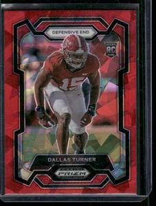 lot 99 image: Dallas Turner RC   2024 PRim Draft Picks Red Cracked Ice #112 Minnesota Vikings Football Card