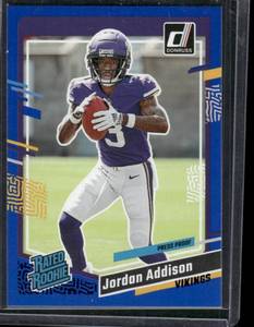 lot 101 image: Jordan Addison RC   2023 Donruss Blue #368 Minnesota Vikings Football Card