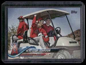 lot 117 image: Shohei Ohtani  Mike Trout    2018 Topps Update #US158 Los Angeles Angels Baseball Card