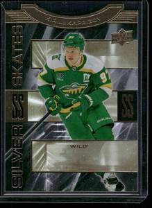 lot 122 image: Kirill Kaprizov Gold Foil Die Cut    2023 Upper Deck Silver Skates #SS-15 Minnesota Wild Hockey Card