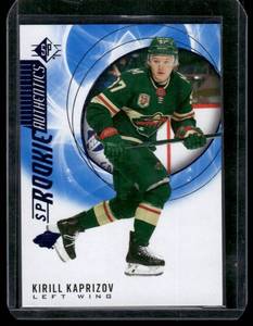 lot 131 image: Kirill Kaprizov RC   2022 SP Rookie Authentics Blue #129 Minnesota Wild Hockey Card