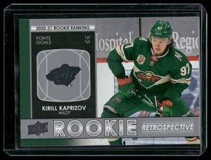 lot 132 image: Kirill Kaprizov RC   2021 Upper Deck Rookie Retrospective #RR-1 Minnesota Wild Hockey Card