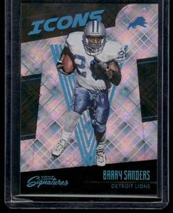 lot 87A image: Barry Sanders  037100  2016 Panini Prime Signatures Icons Cosmic #5 Detroit Lions Football Card