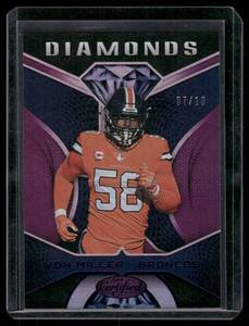 lot 89A image: Von Miller 1010    2019 Panini Certified Diamonds Mirror Purple #DI-VM Denver Broncos Football Card