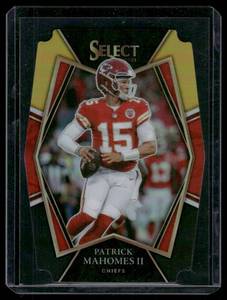 lot 90A image: Patrick Mahomes II    2021 Panini Select Red and Yellow Prizm Die-Cut #102 Kansas City Chiefs Football Card