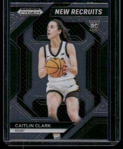 lot 22A image: Caitlin Clark RC   2024 Panini Prizm Draft Picks New Recruits #14 Indiana Fever Basketball Card
