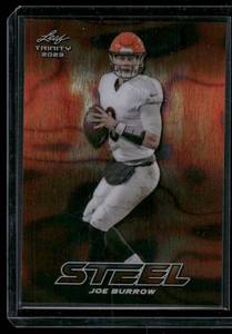 lot 35A image: Joe Burrow15 Refractor 2023 Leaf Trinity Steel #S-47, numbered 415 RARE Football Cad