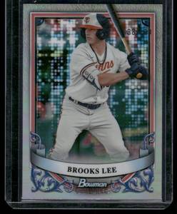 lot 40A image: Brooks Lee 199 RC Refracto 2024 Bowman Sterling Prospects #BSP-16 Rookie Minnesota Twins Baseball Card