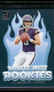 lot 48A image: JJ McCarthy RC 202 Donruss White Hot Rookies #WH1 Minnesota Vikings Football Card