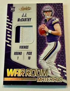 JJ McCarthy RC Patch /99 2024 Absolute War Rom Materitals #WRM-JMY Rookie Minnesota Vikings Football Card