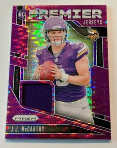 lot 4 image: JJ McCarthy RC Relic 2014 Prizm Premier Jerseys #PJ-JJM Rookie Minnesota Vikings Football Card