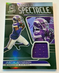 lot 6 image: Justin Jefferson Relic 99 2021 Spectra Sunday Special Numbered 15199 Minnesota Vikinga Football Card