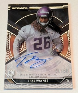 lot 27A image: Trae Waynes Auto RC 50 20154 Strata Autograph #SA-TW Rookie Minnesota Vikings Football Card
