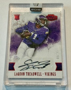 lot 29A image: LaQuon Treadwell Auto RC 75 2016 Honors#91 Numbered 6875 Rookie Minnesota Vikings Football Card