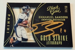 lot 42A image: Emmanuel Sanders Auto 99 Gold Strike 2015 Black Gold #GSA-ES Numbered 6499 Football Card