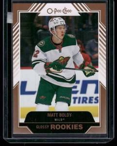 lot 32A image: Matt Boldy RC 2022-23 O-Pee-Chee Glossy Rookies #R-6 Minnesota Wild Hockey Card