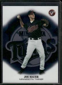 lot 57A image: Joe Mauer RC Refractor 2002 Topps Pristin #151 Rookie Minnesota Twins Baseball Card