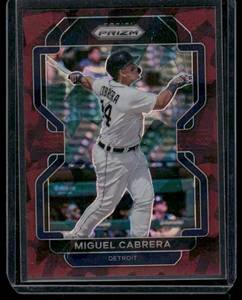lot 62A image: Miguel Cabrera 25 2022 Prizm #211, Numbered 2125 Rare Baseball Card