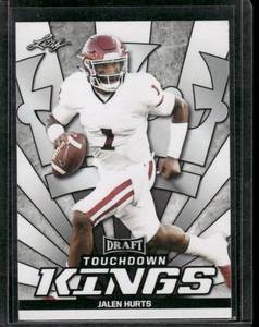 lot 64A image: Jalen Hurts RC 2020 LeafDraft Touchdown Kings #82 Rookie Football Card