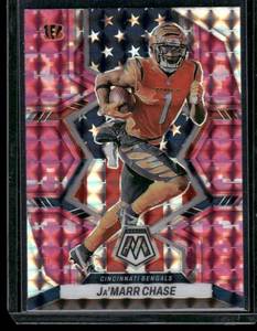 lot 101A image: JaMarr Chase 2022 Pink Mosaic Prizm #263 Football Card
