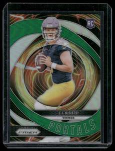 lot 104A image: JJ McCarthy RC 2023 Rpizm Portals Insert #7 Rookie Minnesota Vikings Football Card