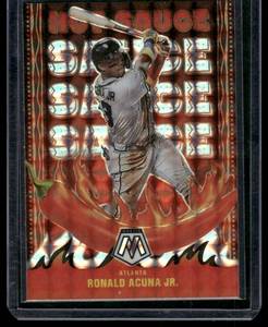 lot 105A image: Ronald Acuna Jr. Hot Sauce Insert 2022 Mosaic Prizm #HS-4 Baseball Card