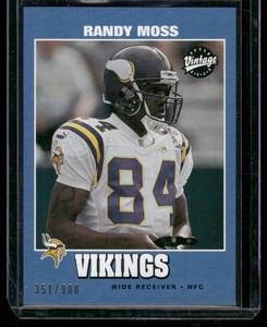 lot 130A image: Randy Moss 900 2001 Upper Deck Vintage #67, numbered 351900 Minnesota Vikings Football Card