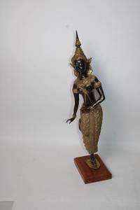 Bronze Thai Dancer Statue with Intricate Detailing