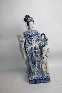 lot 11 image: Vintage Blue and White Porcelain Figurine with Horse