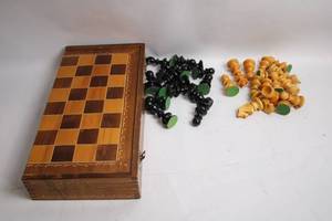 lot 23 image: Wooden Folding Chess Set