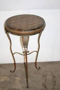 lot 35 image: Vintage Round Decorative Metal Side Table