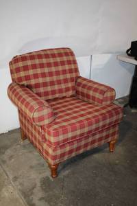 lot 36 image: Plaid Pattern Upholstered Armchair