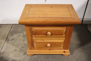 lot 61 image: Wooden Nightstand with 2 Drawers - Made in USA