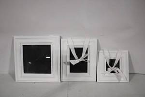 lot 87 image: Set of 3 White Framed Wall Mirrors with Ribbon Hangers
