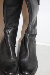 lot 91 image: Franco Sarto Womens Black Leather Knee-High Embossed Riding Boots