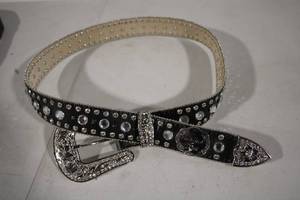 lot 93 image: Western Style Rhinestone Studded Belt with Intricate Buckle