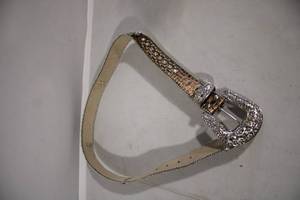 lot 96 image: Rhinestone Embellished Leather Belt with Buckle
