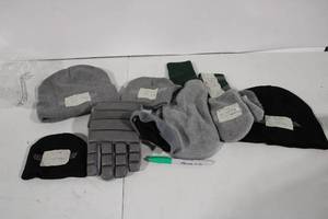 lot 109 image: Assorted Winter Accessories Collection with Hats, Mittens, and Protective Gear