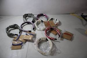 lot 121 image: Set of 10 Assorted Patterned Headbands and Beaded Bracelets