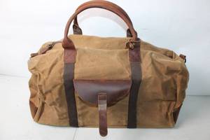 lot 149 image: Canvas and Leather Duffle Bag with Zipper Closure