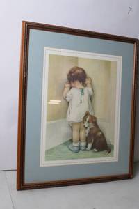 lot A-170 image: Framed Print of Child and Dog by Frances Hook